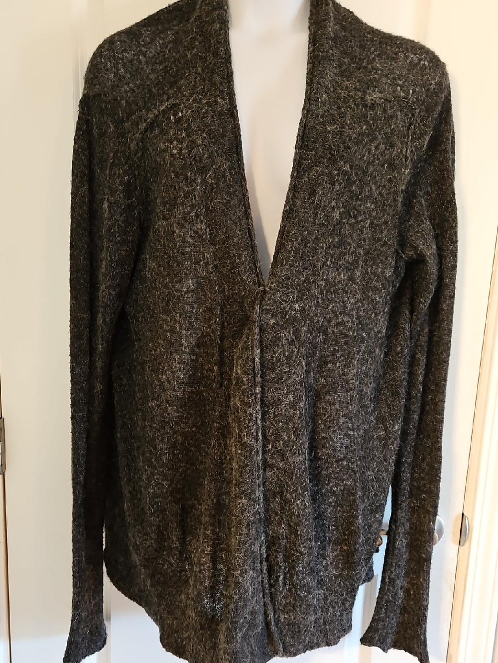 Converse One Star Heathered Black and Gray Knit Open Front Sweater